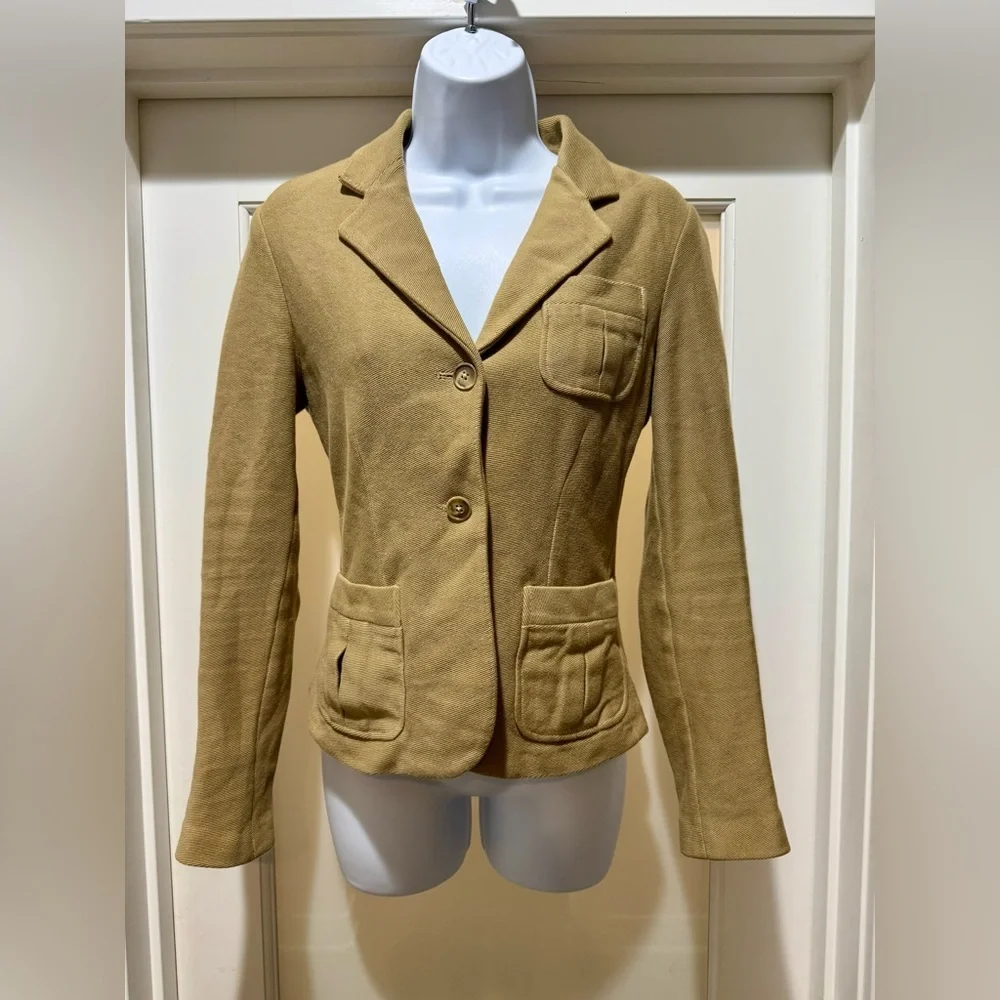 Ralph Lauren 100% Cotton Blazer Jacket Size 6 Tan Button Front Equestrian Style - Picture 3 of 17